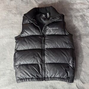 DKNY Jeans Womens Down Puffer Vest Black Zip Front Size XS Zip Pockets